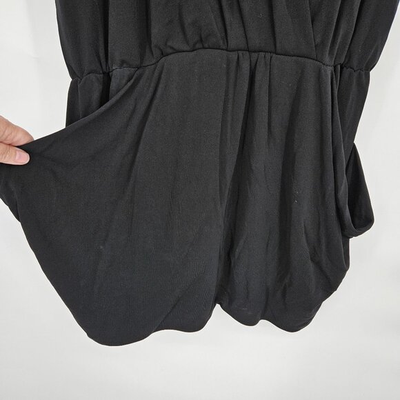 Rachel Roy Mini Short Dress Medium Black LBD Pockets Faux Wrap-Style V Neck - Picture 4 of 12